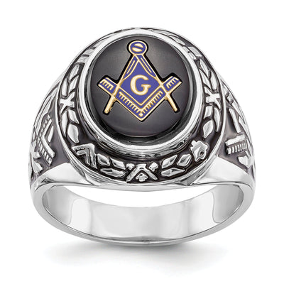 14k White Gold Men's Masonic Ring at $ 1583.84 only from Jewelryshopping.com
