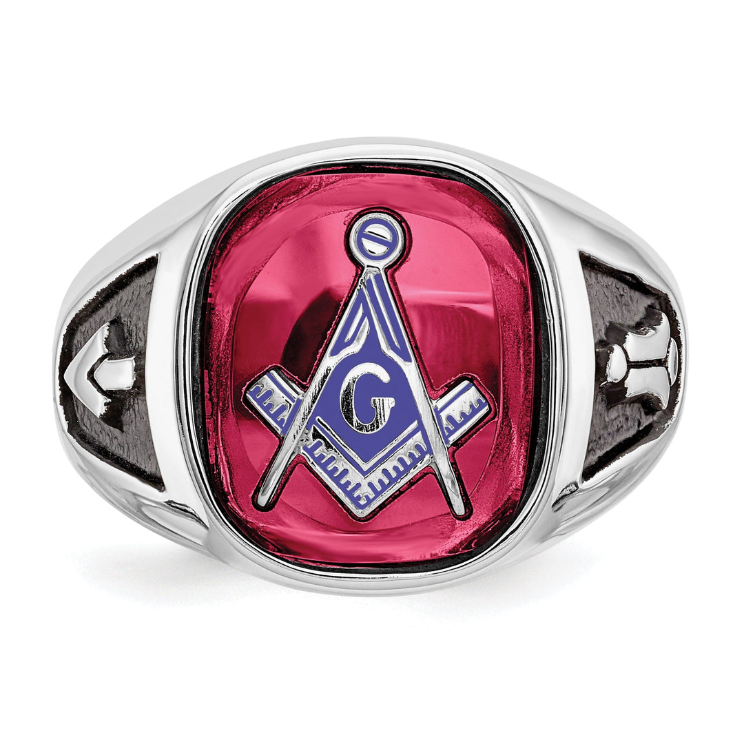 14k White Gold Men's Masonic Ring
