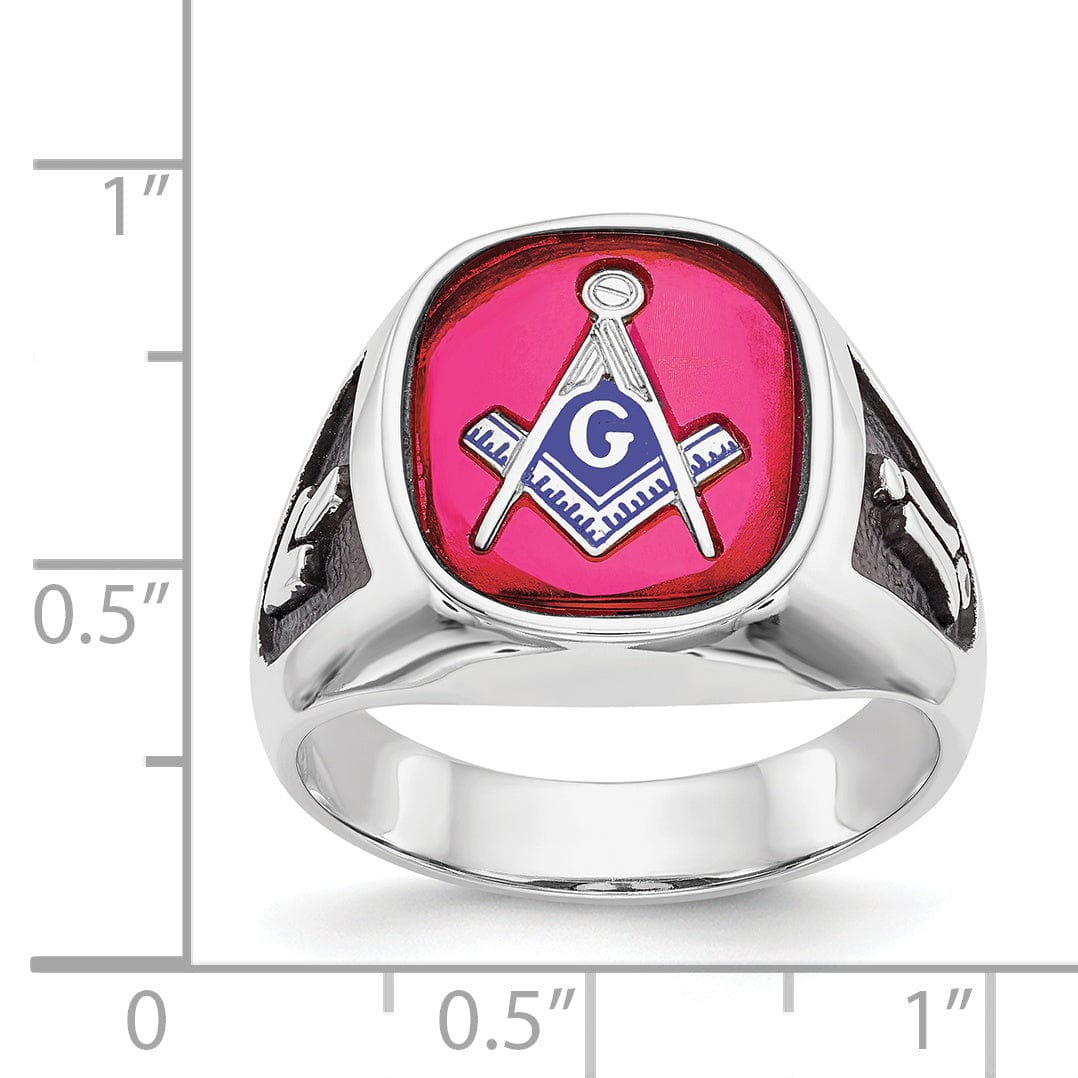 14k White Gold Men's Masonic Ring