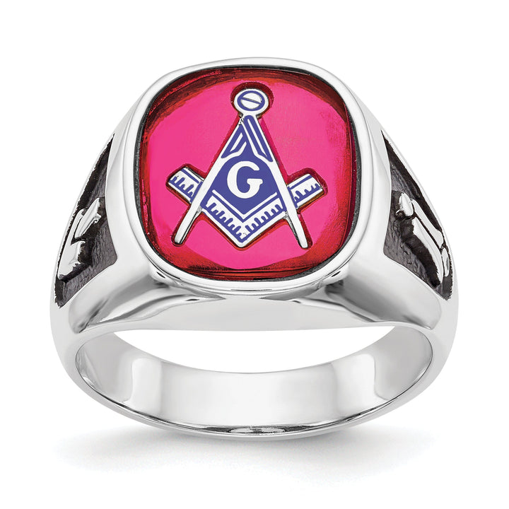 14k White Gold Men's Masonic Ring