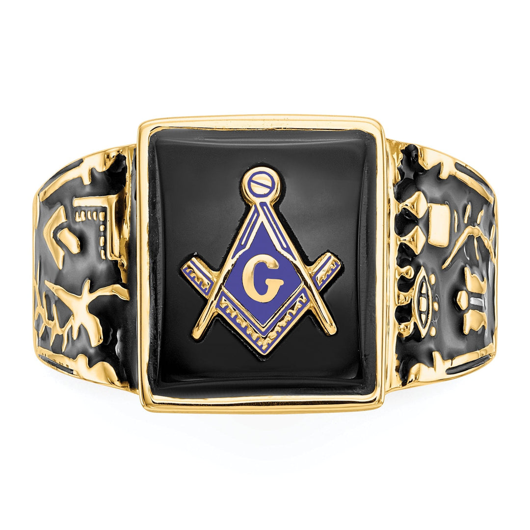 14k Yellow Gold Men's Masonic Ring