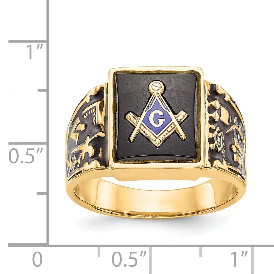 14k Yellow Gold Men's Masonic Ring