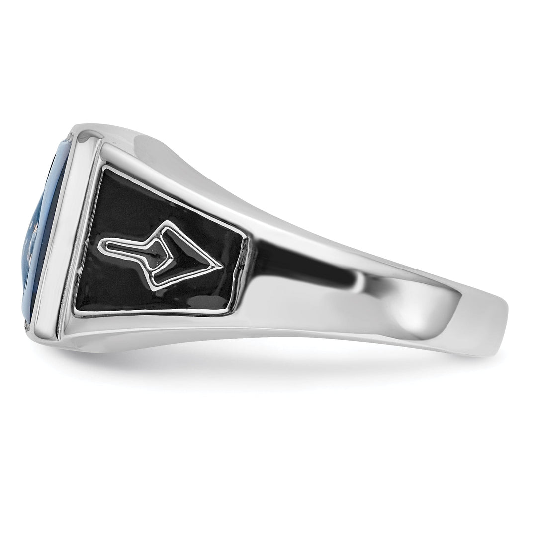 14k White Gold Men's Onyx Masonic Ring