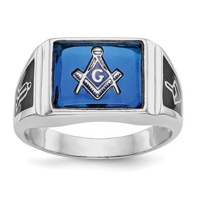 14k White Gold Men's Onyx Masonic Ring at $ 593.24 only from Jewelryshopping.com