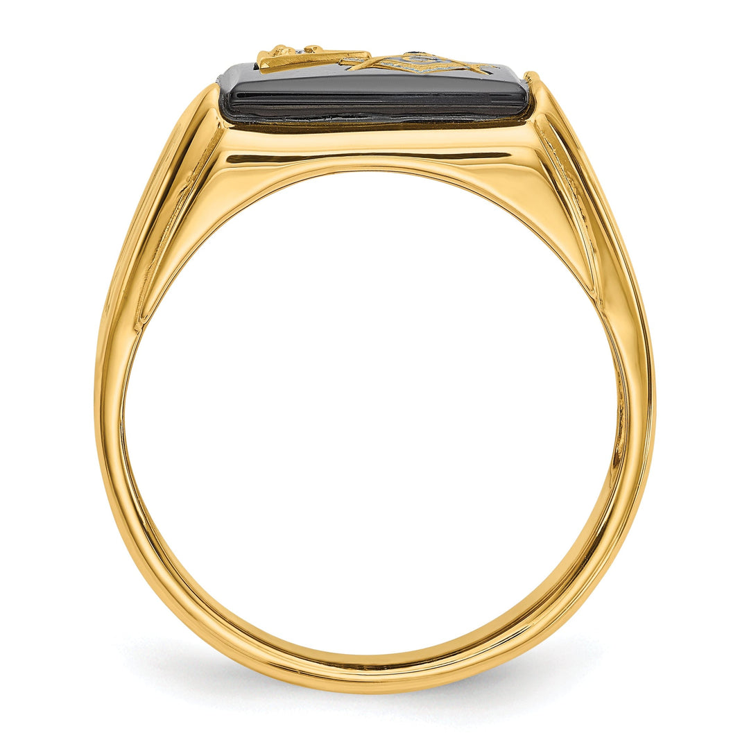 14k Yellow Gold Men's Blue Masonic Ring