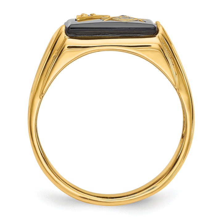 14k Yellow Gold Men's Blue Masonic Ring