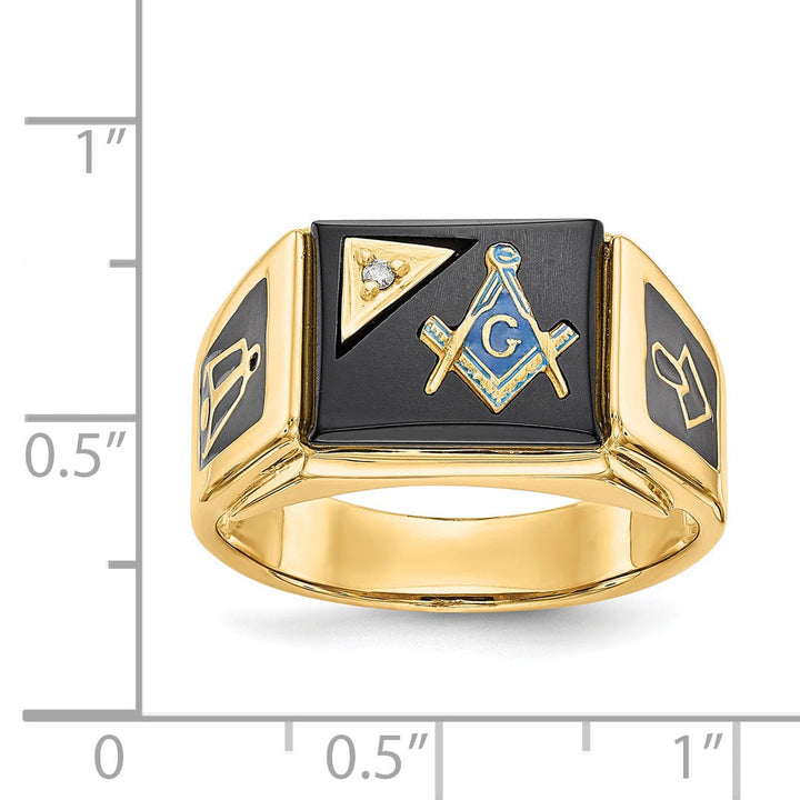 14k Yellow Gold Men's Blue Masonic Ring