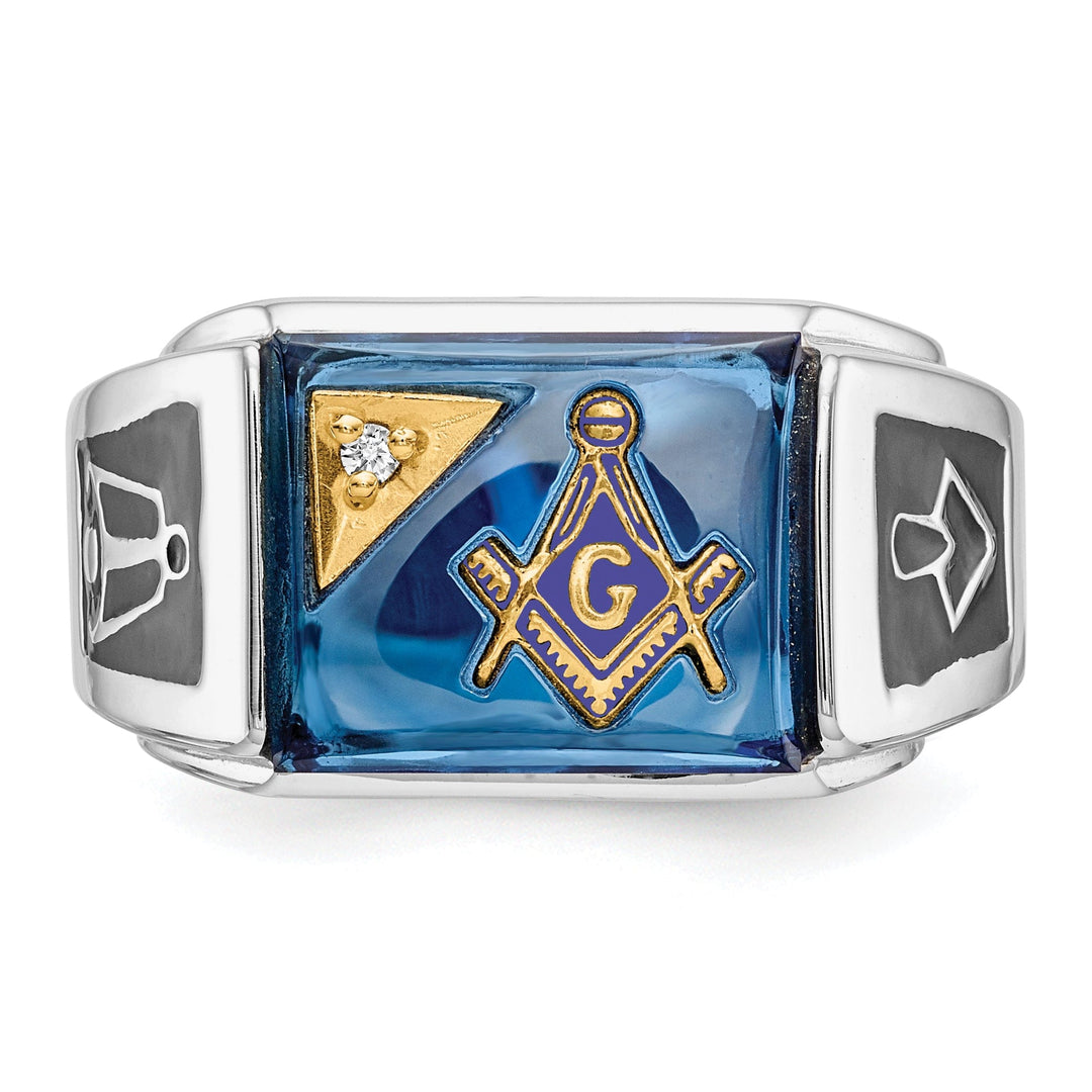 14k White Gold Men's Masonic Ring