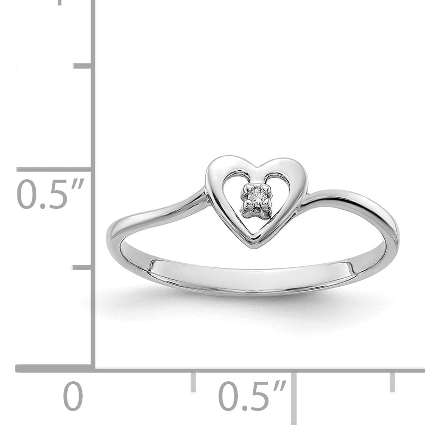 14k White Gold Polished Diamond Heart Ring