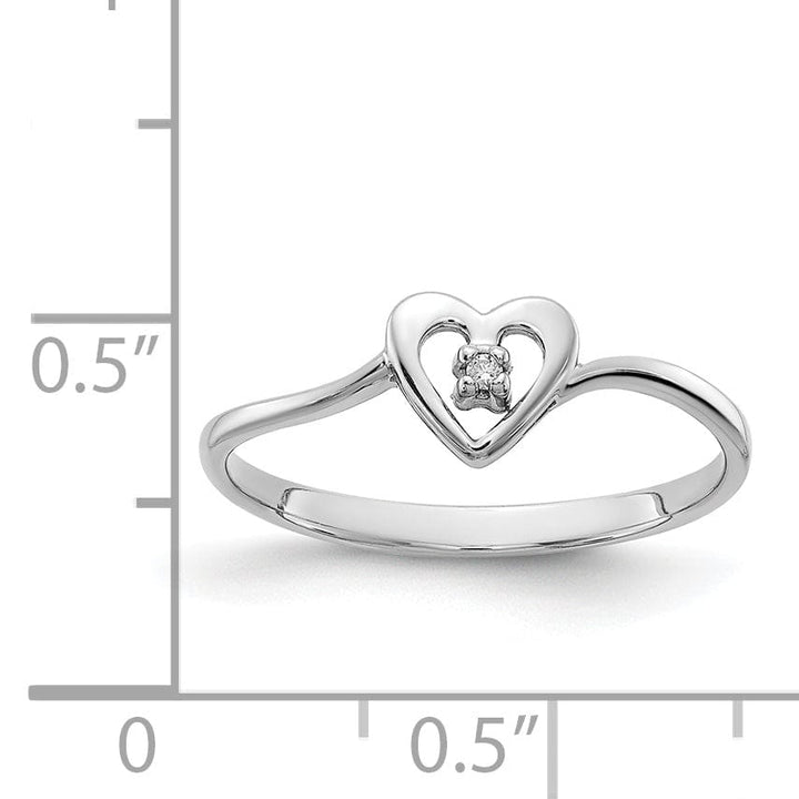 14k White Gold Polished Diamond Heart Ring