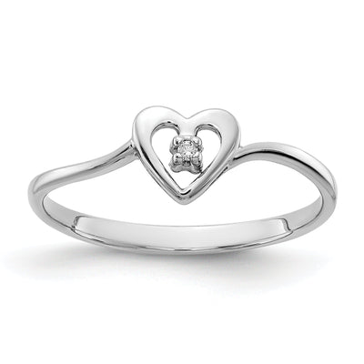 14k White Gold Polished Diamond Heart Ring at $ 134.74 only from Jewelryshopping.com