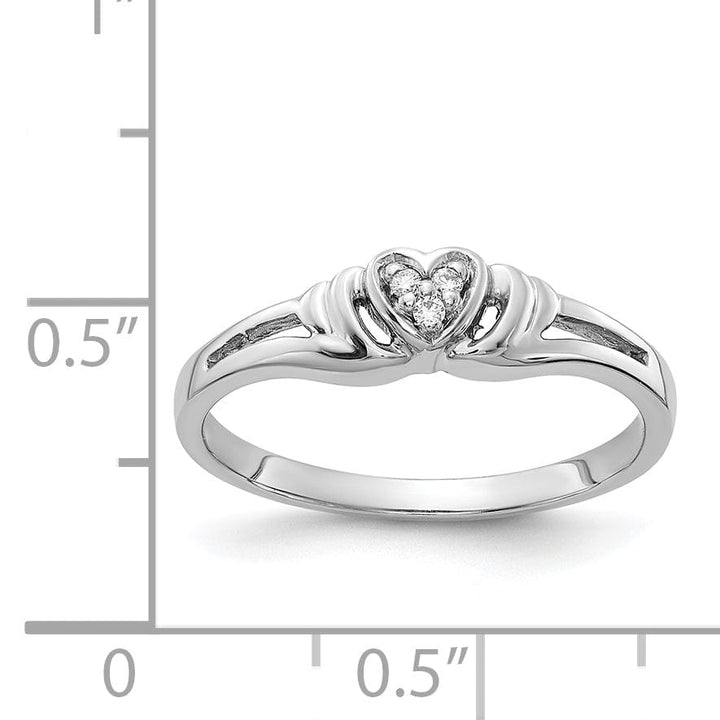 14k White Gold Polished Diamond Heart Ring