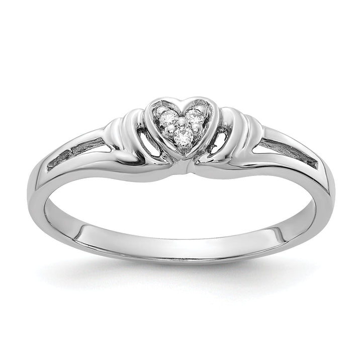 14k White Gold Polished Diamond Heart Ring