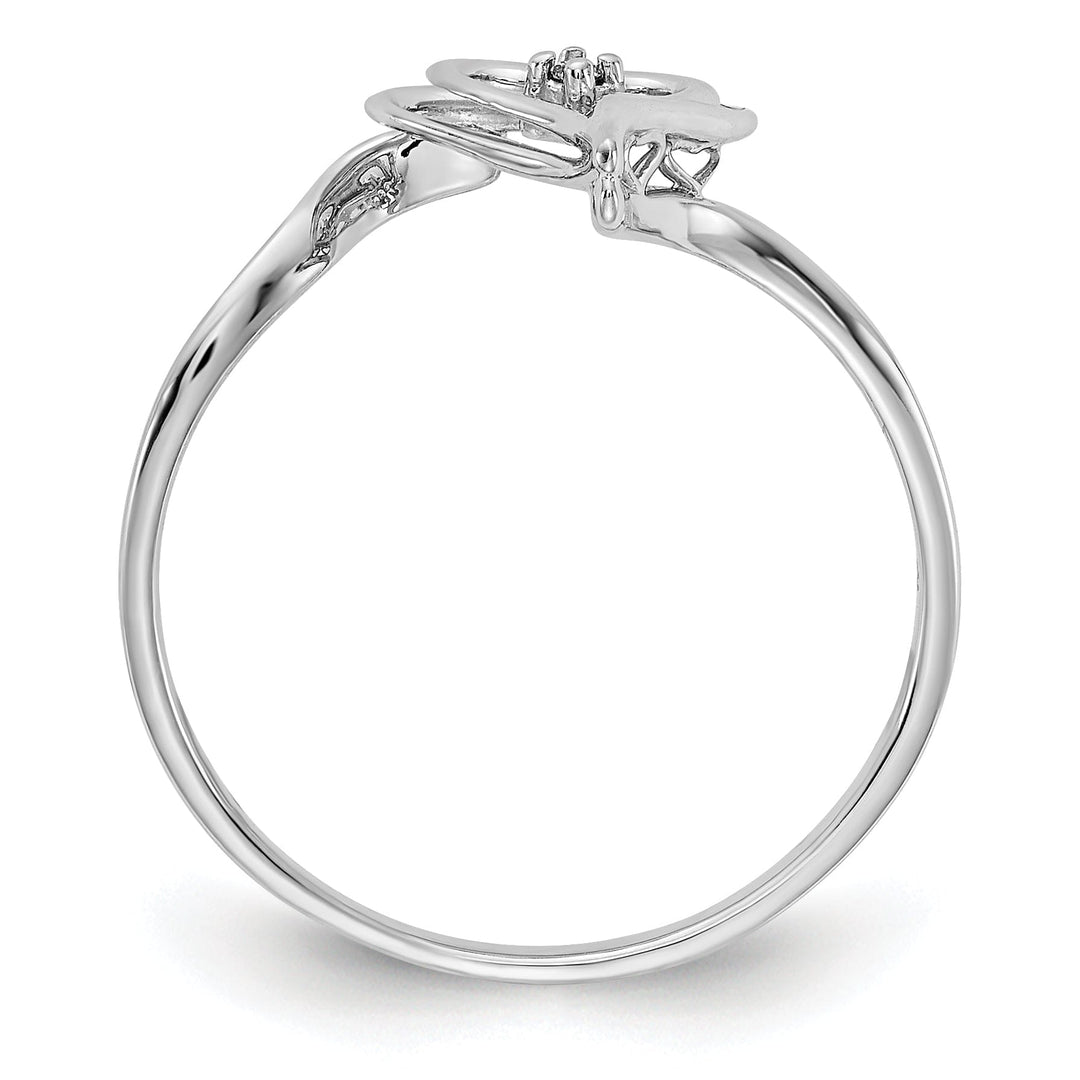 14k White Gold Polished Diamond Heart Ring