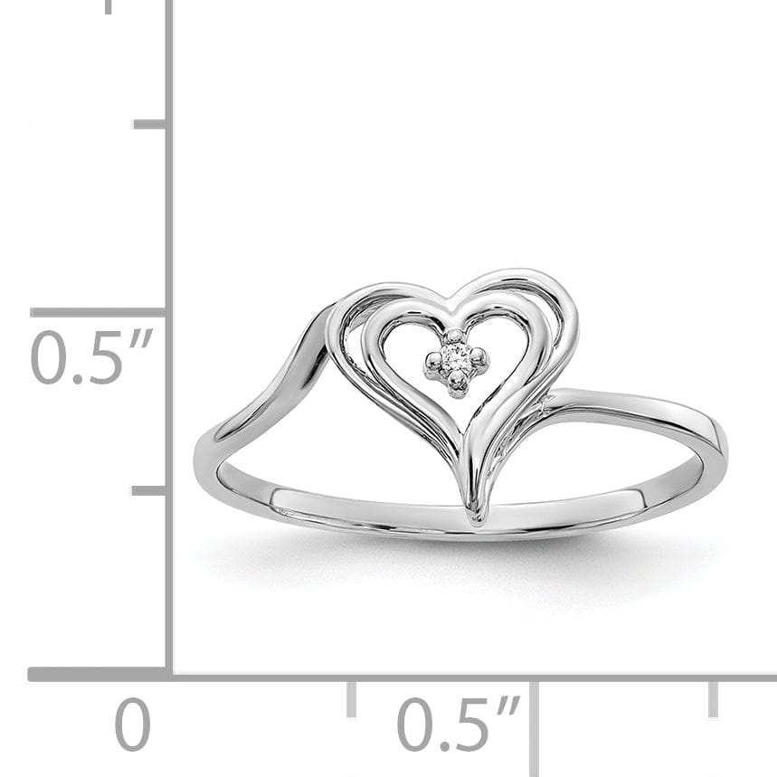 14k White Gold Polished Diamond Heart Ring