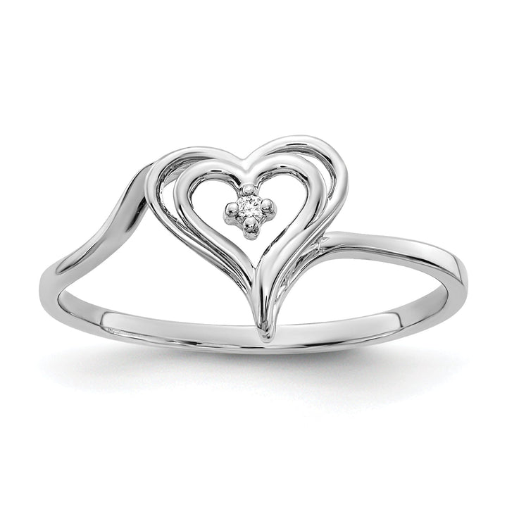 14k White Gold Polished Diamond Heart Ring