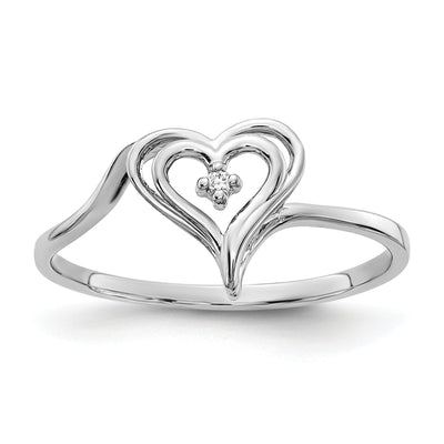 14k White Gold Polished Diamond Heart Ring at $ 133.48 only from Jewelryshopping.com