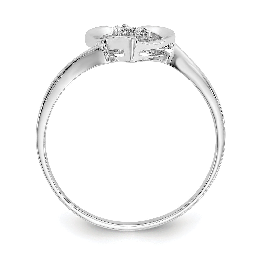 14k White Gold Polished Diamond Heart Ring