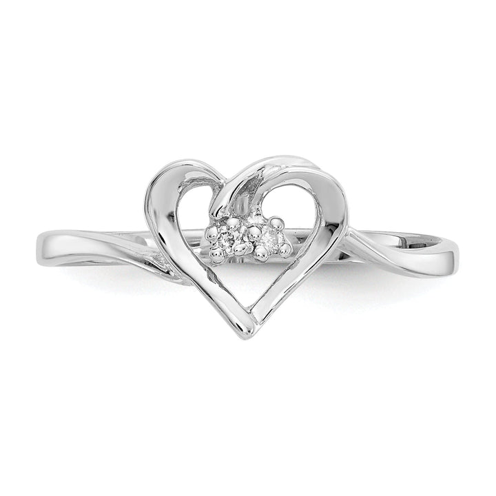 14k White Gold Polished Diamond Heart Ring