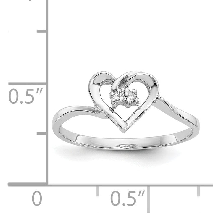 14k White Gold Polished Diamond Heart Ring