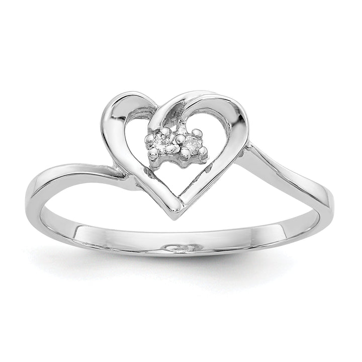 14k White Gold Polished Diamond Heart Ring