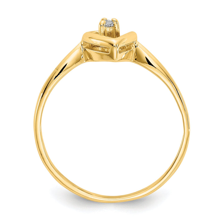 14k Yellow Gold Polished Diamond Heart Ring