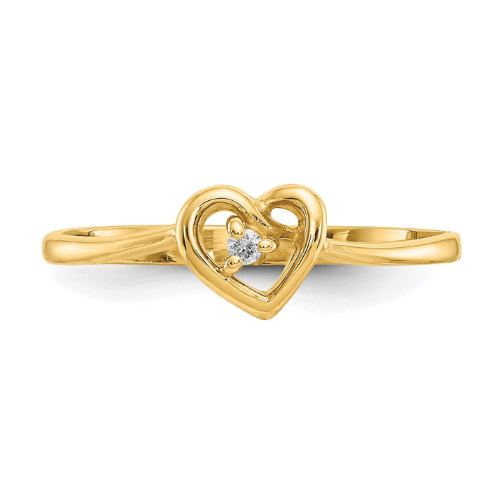 14k Yellow Gold Polished Diamond Heart Ring