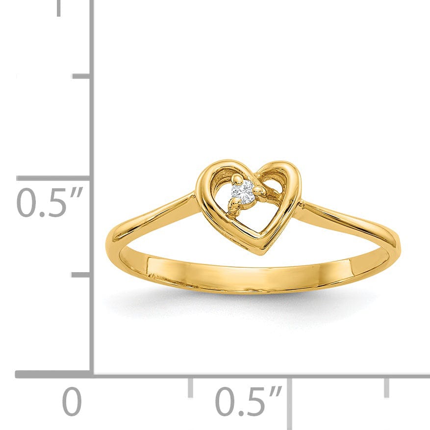 14k Yellow Gold Polished Diamond Heart Ring