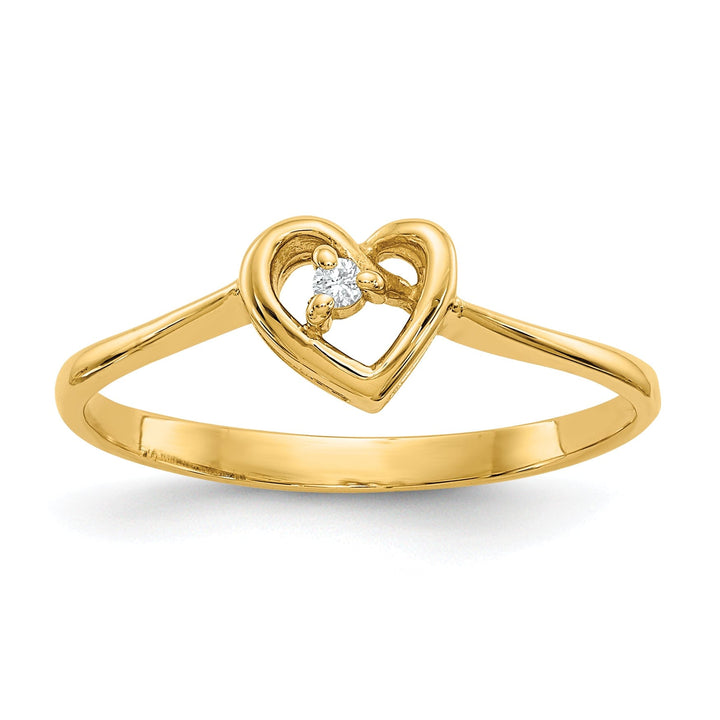 14k Yellow Gold Polished Diamond Heart Ring