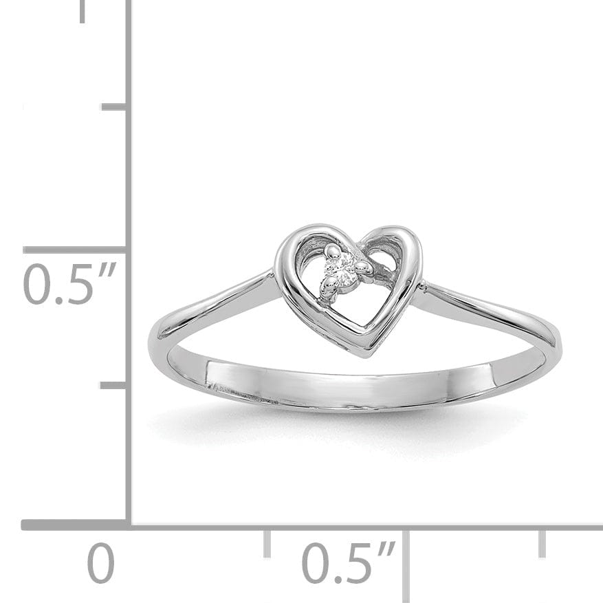 14k White Gold Polished Diamond Heart Ring