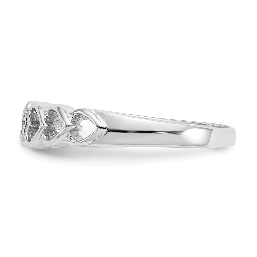 14k White Gold Polished Diamond Heart Ring