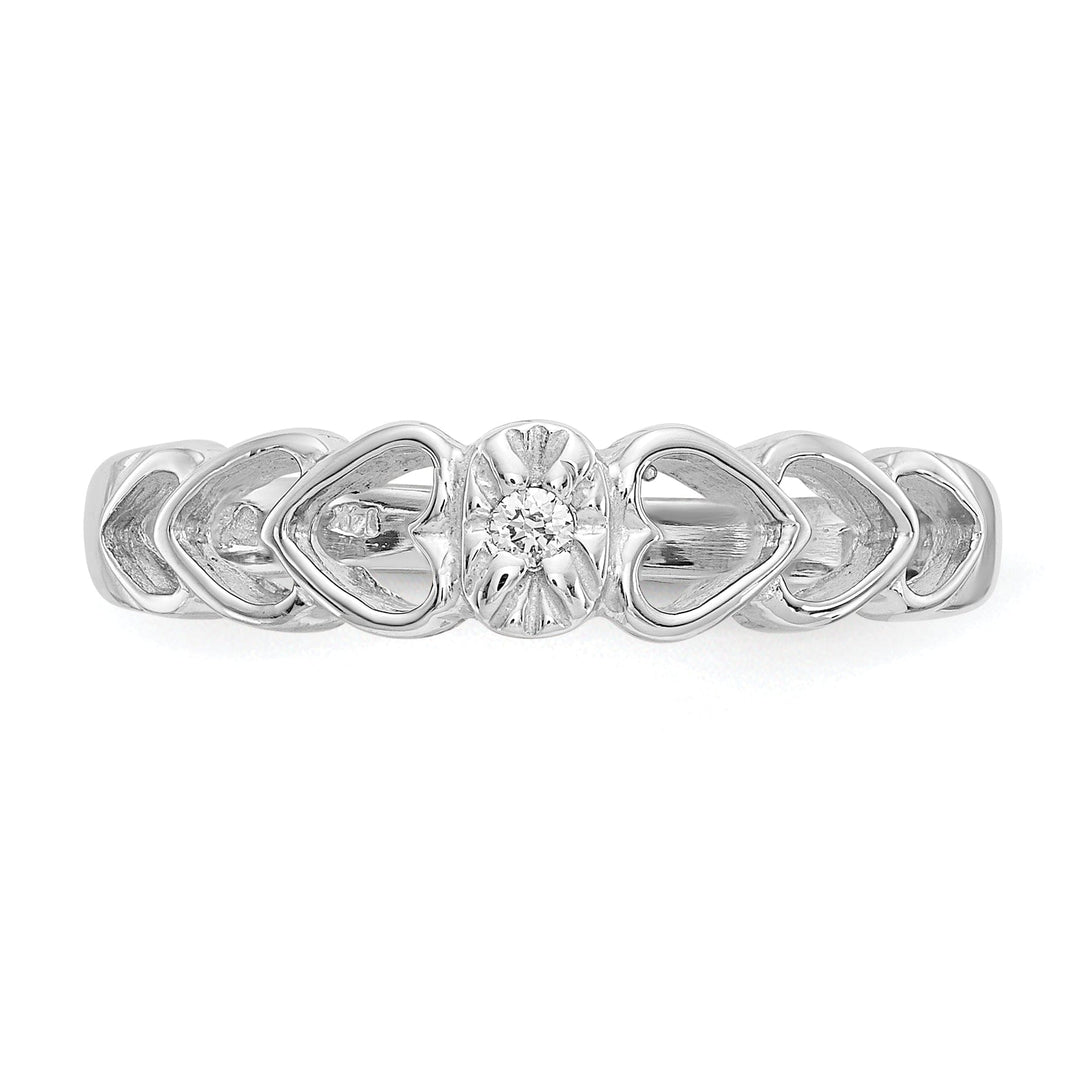 14k White Gold Polished Diamond Heart Ring