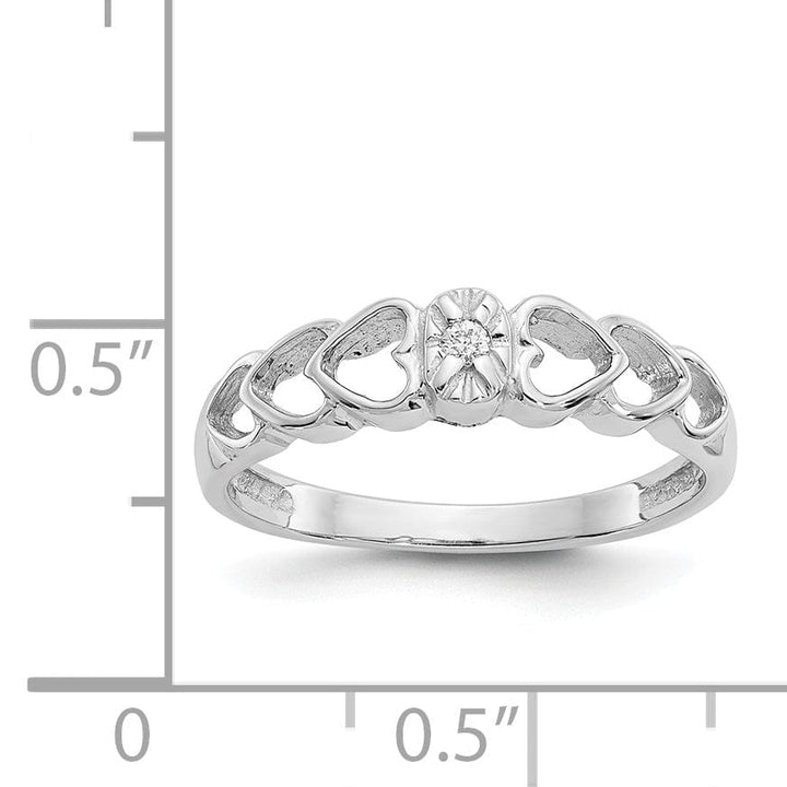 14k White Gold Polished Diamond Heart Ring