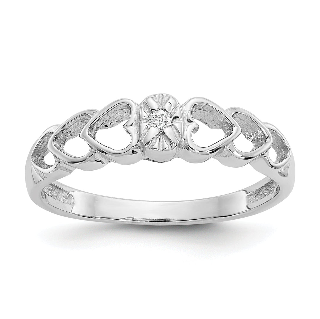 14k White Gold Polished Diamond Heart Ring