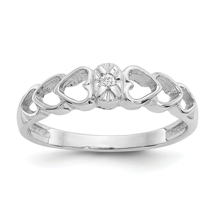 14k White Gold Polished Diamond Heart Ring