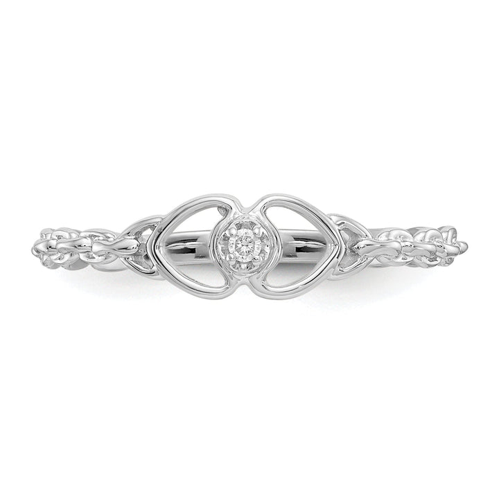 14k White Gold Polished Diamond Heart Ring