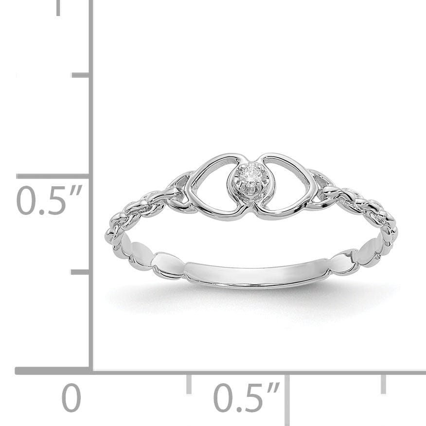 14k White Gold Polished Diamond Heart Ring