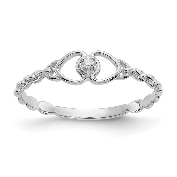 14k White Gold Polished Diamond Heart Ring