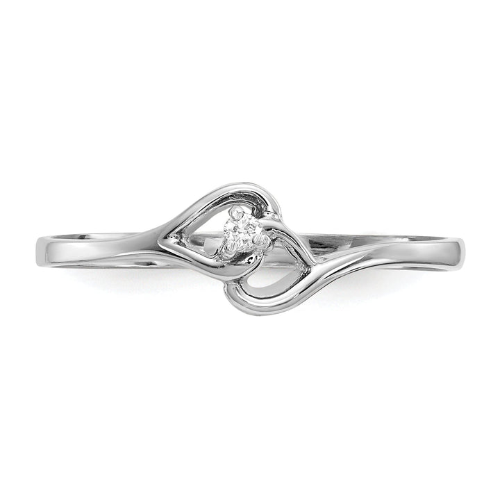 14k White Gold Polished Diamond Heart Ring