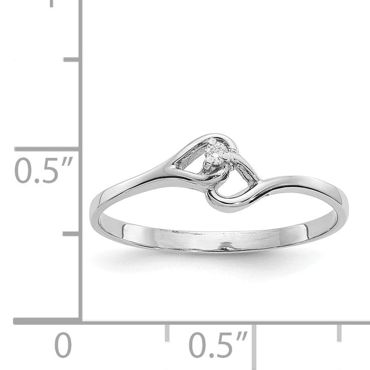 14k White Gold Polished Diamond Heart Ring