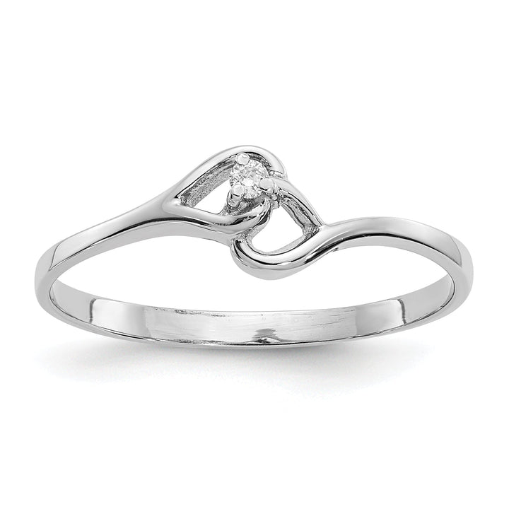 14k White Gold Polished Diamond Heart Ring