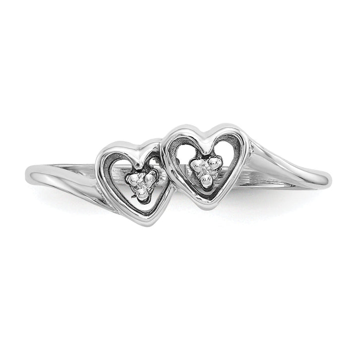 14k White Gold Polished Diamond Heart Ring