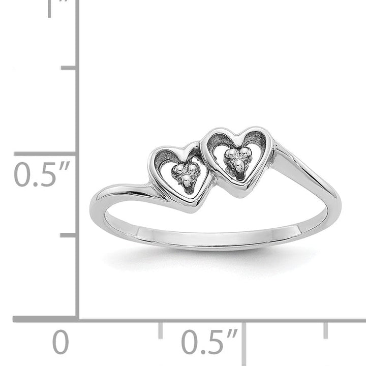 14k White Gold Polished Diamond Heart Ring