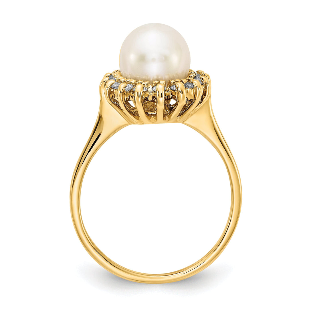 14k Yellow Gold Pearl Diamond Ring