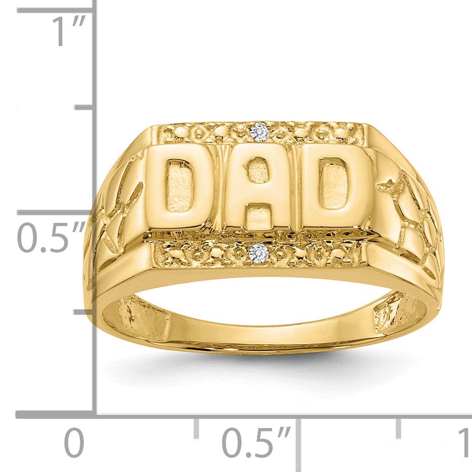 14k Yellow Gold Polished Men's Diamond Dad Ring