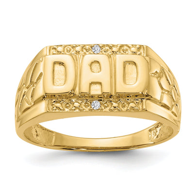 14k Yellow Gold Polished Men's Diamond Dad Ring at $ 423.53 only from Jewelryshopping.com