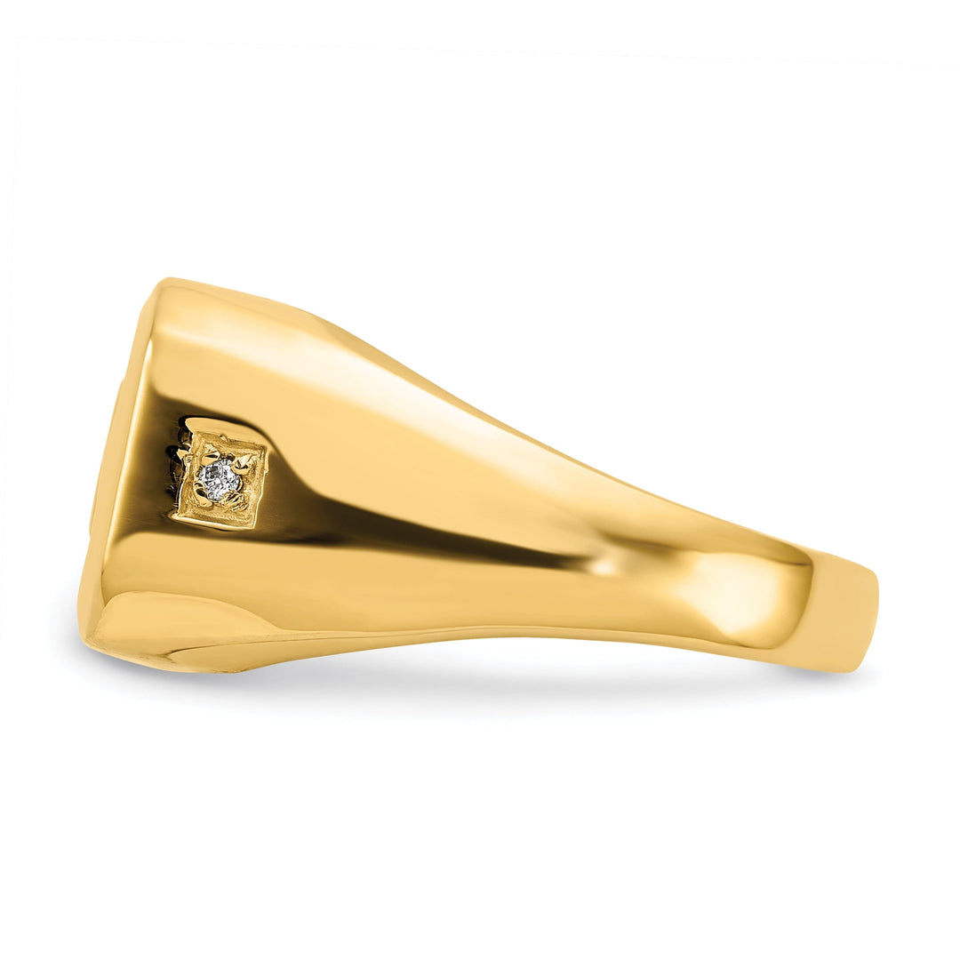 14k Yellow Gold Men's .02ct. Diamond Onyx Dad Ring