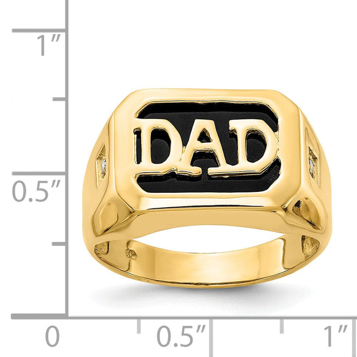 14k Yellow Gold Men's .02ct. Diamond Onyx Dad Ring