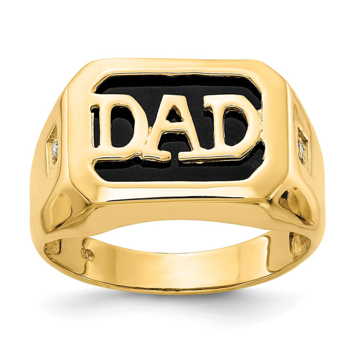 14k Yellow Gold Men's .02ct. Diamond Onyx Dad Ring