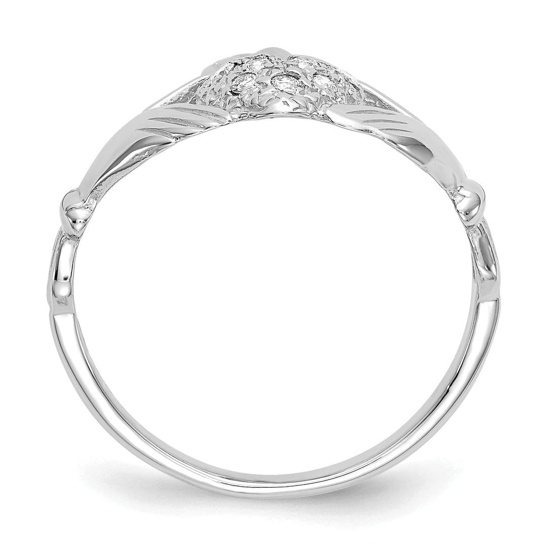 14kt white gold ladies claddagh diamond ring